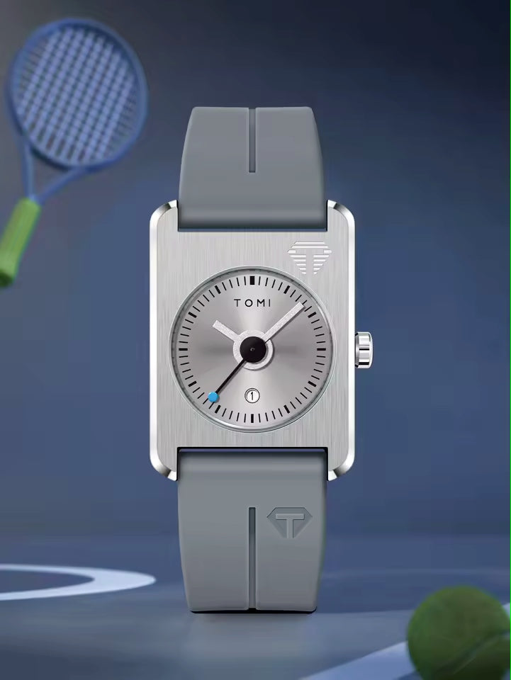 TOMI T-022 Tank Model Quartz Watch – Magnetic Lock Silicone Strap with Date Display
