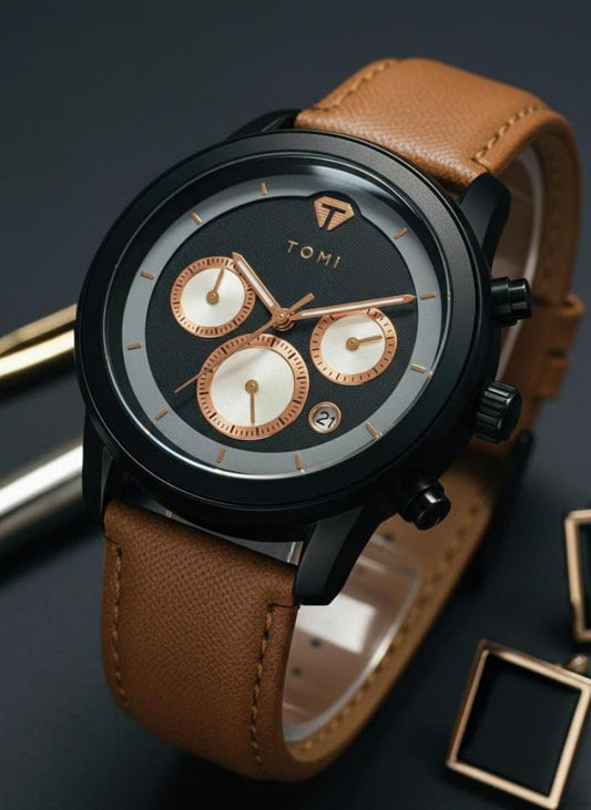 TOMI T-603 S6 Series Luxury Business Chronograph Watch Cufflinks Tie Pin