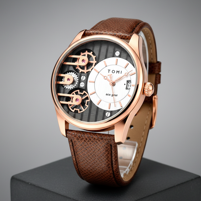 TOMI T-106 Face Gear Dual Strap Luxury Watch