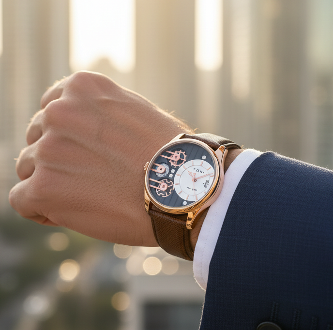 TOMI T-106 Face Gear Dual Strap Luxury Watch