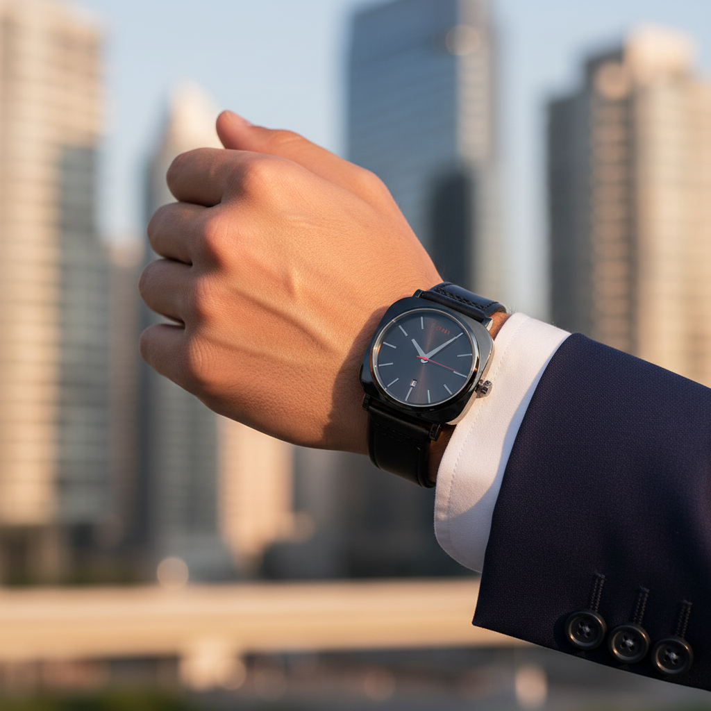 TOMI T-084 Men's Watch Quartz Date Leather Strap