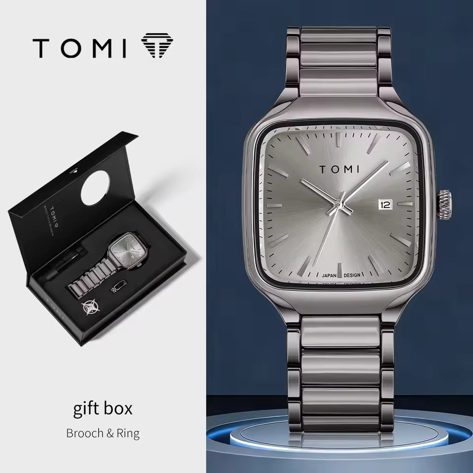 New TOMI T-314 High Quality Chain Watch – Date Quartz | Premium Gift Box Set