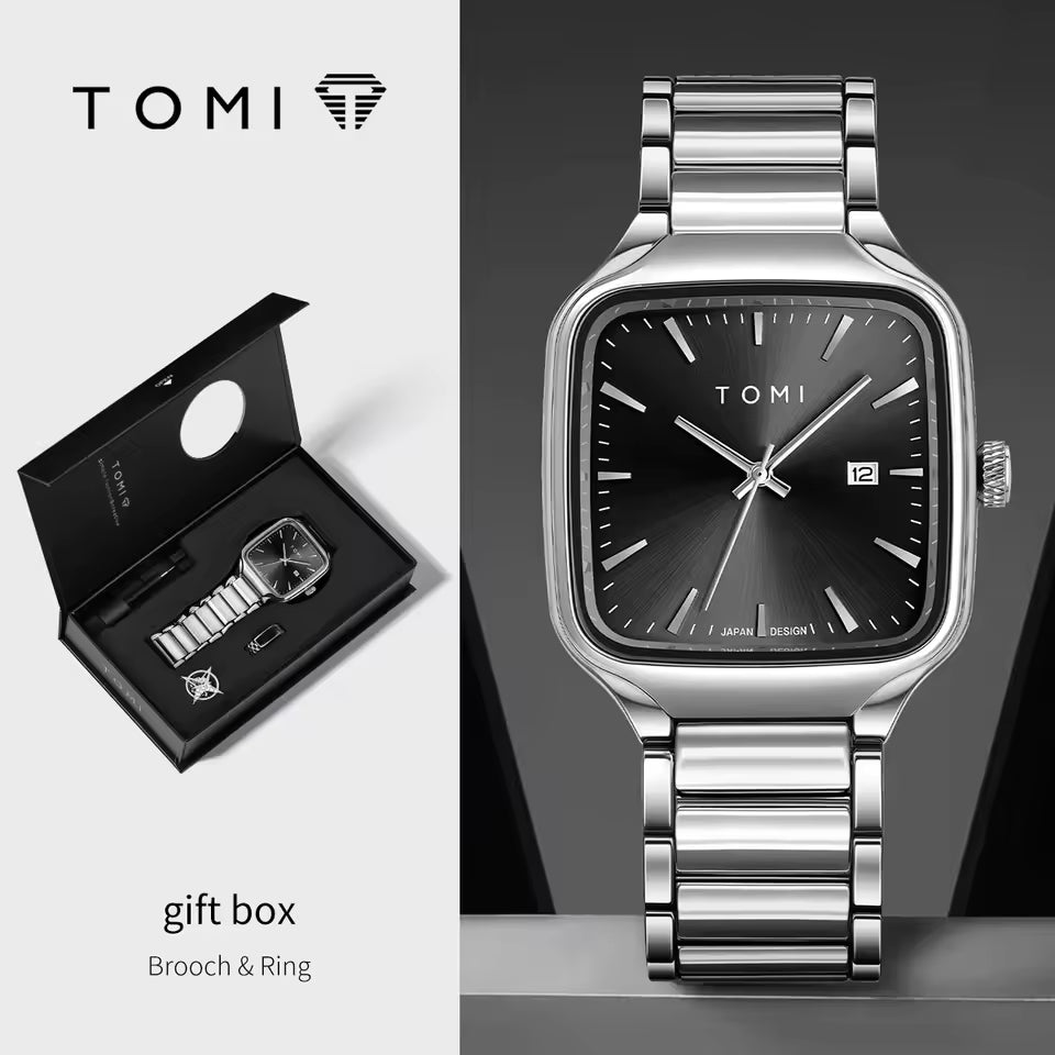 New TOMI T-314 High Quality Chain Watch – Date Quartz | Premium Gift Box Set