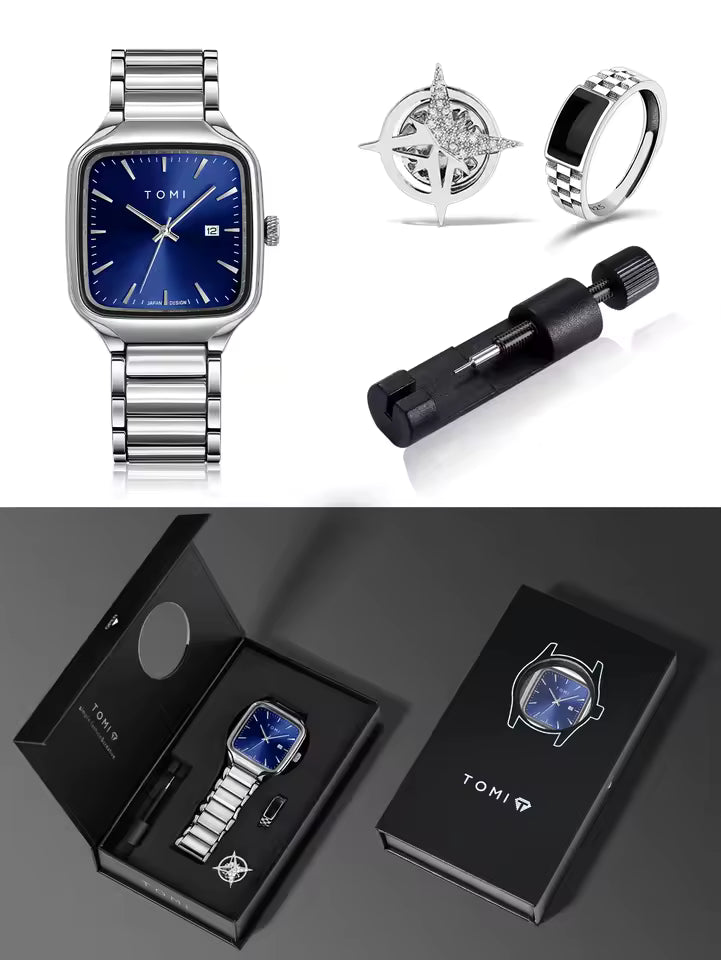New TOMI T-314 High Quality Chain Watch – Date Quartz | Premium Gift Box Set