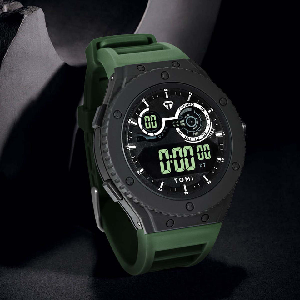 TOMI T-206 Men's LED Luminous Digital Watch Minimalist Design 30M Waterproof Men's Sports Watch Date Student Electronic Watch