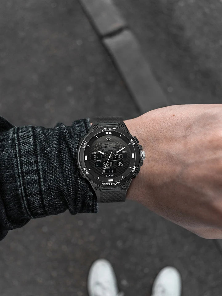 TOMI T-215 Men's Sports Watch - Dual Time Multi Functional 30M Waterproof Outdoor Sports Electronic Watch Student Military Watch (Copy)