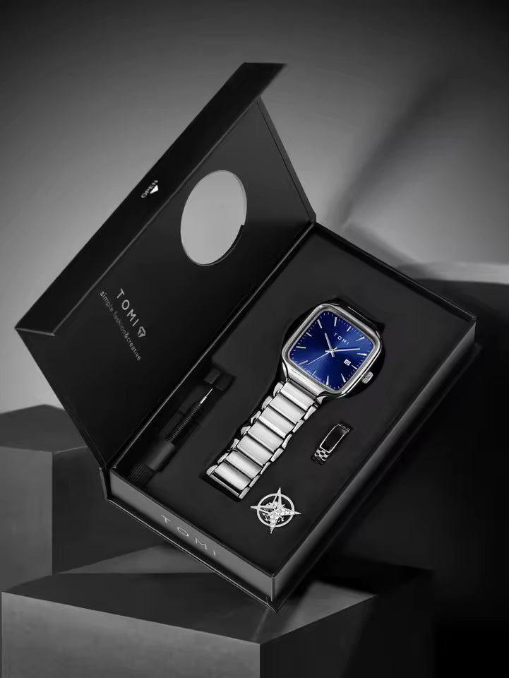 New TOMI T-314 High Quality Chain Watch – Date Quartz | Premium Gift Box Set
