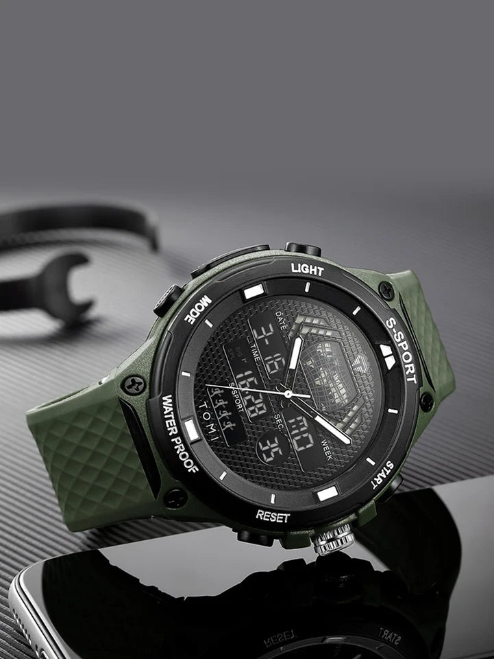TOMI T-215 Men's Sports Watch - Dual Time Multi Functional 30M Waterproof Outdoor Sports Electronic Watch Student Military Watch (Copy 3)