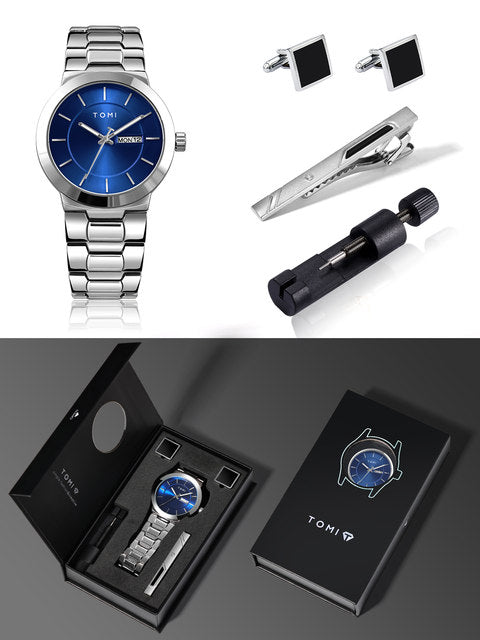 New TOMI T-303 High Quality Chain Watch – Day Date Quartz | Premium Gift Box Set