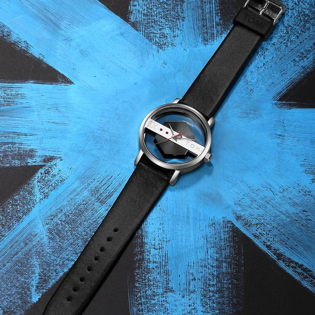 TOMI T-100 Luxury Unisex Watch Quartz Round Dial Transparent Wrist Watch