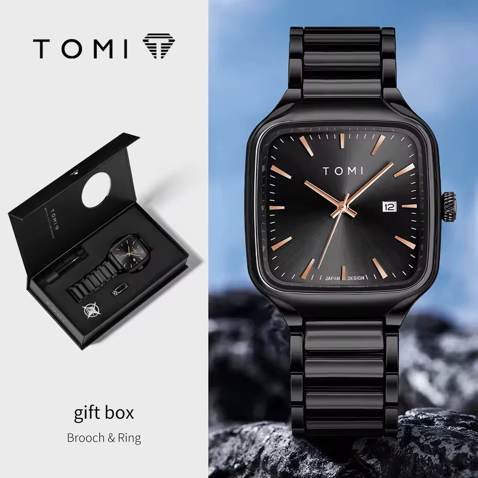 New TOMI T-314 High Quality Chain Watch – Date Quartz | Premium Gift Box Set