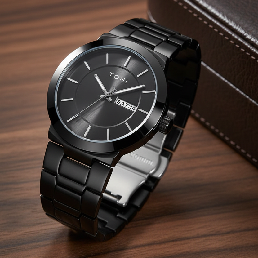 New TOMI T-303 High Quality Chain Watch – Day Date Quartz | Premium Gift Box Set
