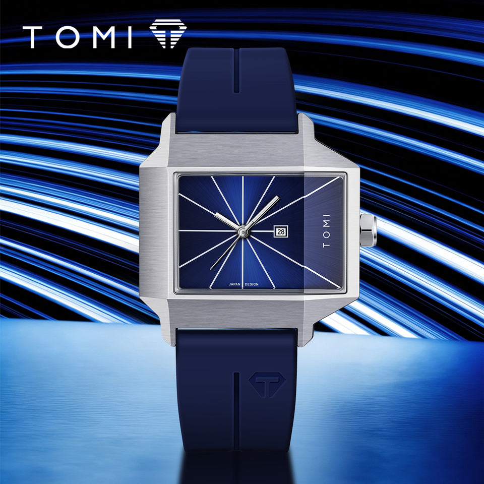TOMI T-021 Tank Model Simple Men's Watch Silicon Straps Magnet Lock - Quartz Business Fashion Wristwatch Textured Men's Gift