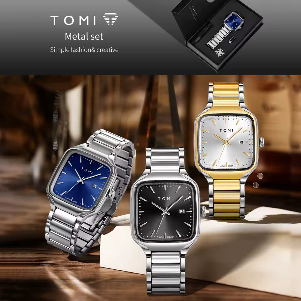 New TOMI T-314 High Quality Chain Watch – Date Quartz | Premium Gift Box Set