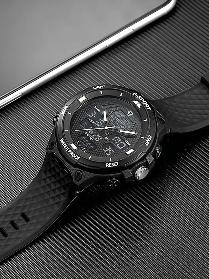 TOMI T-215 Men's Sports Watch - Dual Time Multi Functional 30M Waterproof Outdoor Sports Electronic Watch Student Military Watch (Copy)
