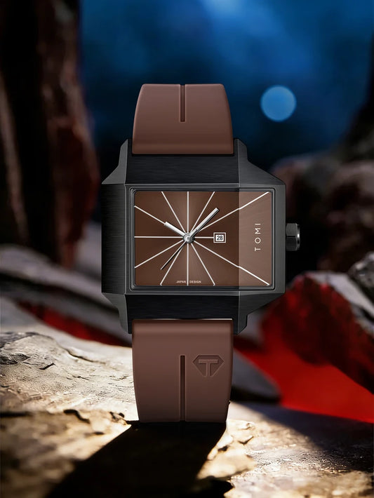 TOMI T-021 Tank Model Simple Men's Watch Silicon Straps Magnet Lock - Quartz Business Fashion Wristwatch Textured Men's Gift (Copy)