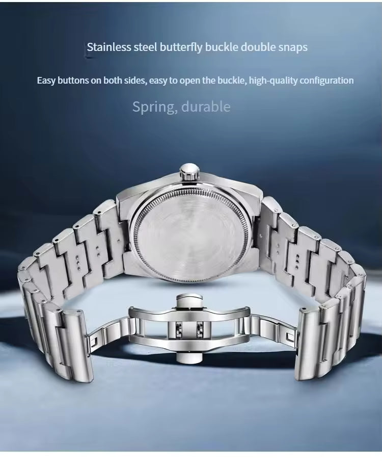 TOMI T-308 Luxury Chain Watch Date Day Luminous Dial Master-Lock Ring Brooch Chain Adjuster