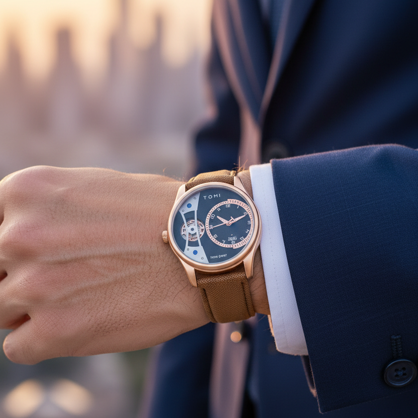 TOMI T-105 Face Gear Dual Strap Luxury Watch