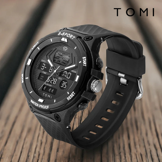 TOMI T-215 Men's Sports Watch - Dual Time Multi Functional 30M Waterproof Outdoor Sports Electronic Watch Student Military Watch (Copy)