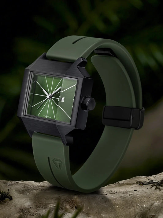 TOMI T-021 Tank Model Simple Men's Watch Silicon Straps Magnet Lock - Quartz Business Fashion Wristwatch Textured Men's Gift