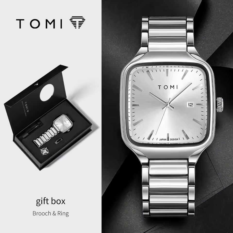 New TOMI T-314 High Quality Chain Watch – Date Quartz | Premium Gift Box Set