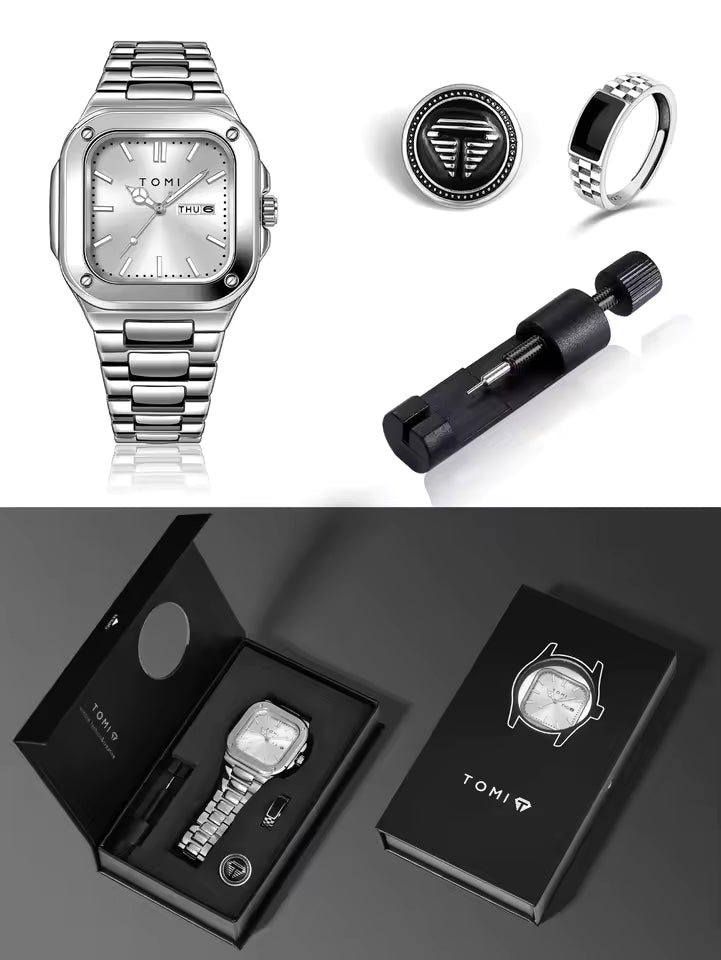 TOMI T-306 Chain Watch – Square Dial Business Style