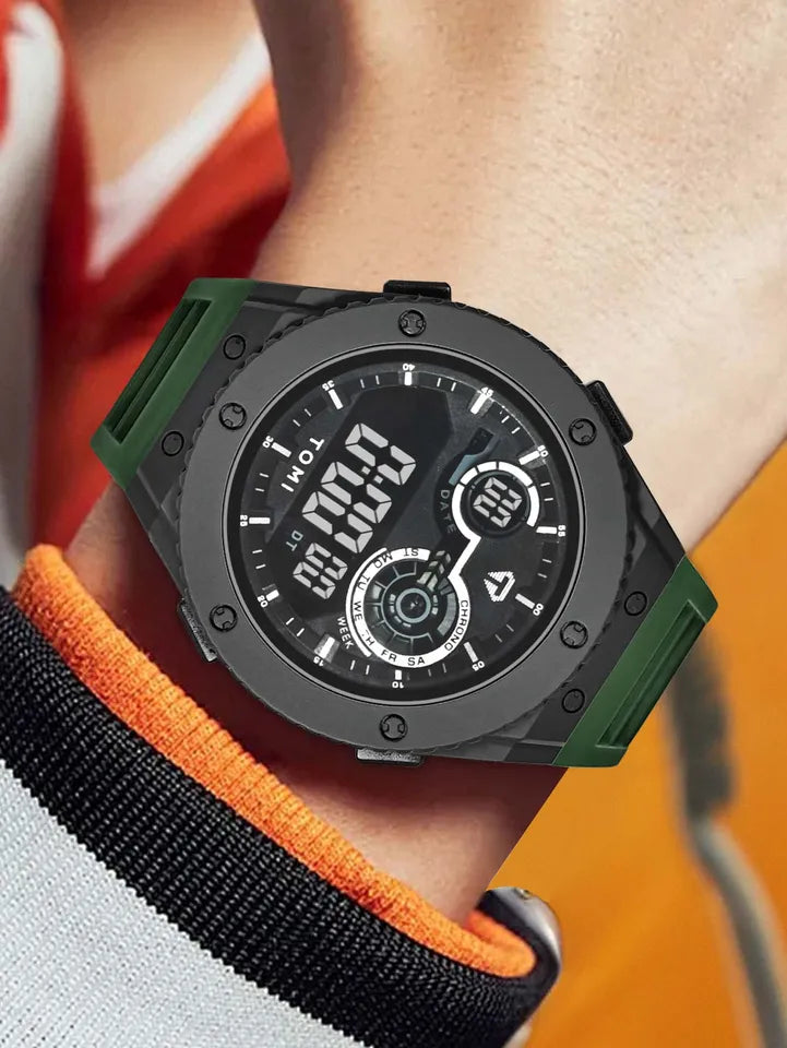 TOMI T-206 Men's LED Luminous Digital Watch Minimalist Design 30M Waterproof Men's Sports Watch Date Student Electronic Watch
