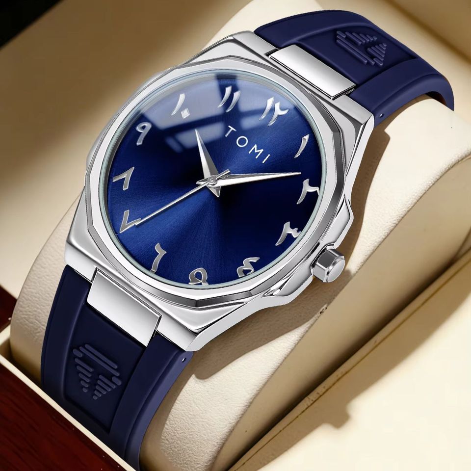 TOMI T-051 Fashion Casual Men's Quartz Watch Ultra Slim - Arabic Dial Silicone Strap Analog Men's Wrist Watch