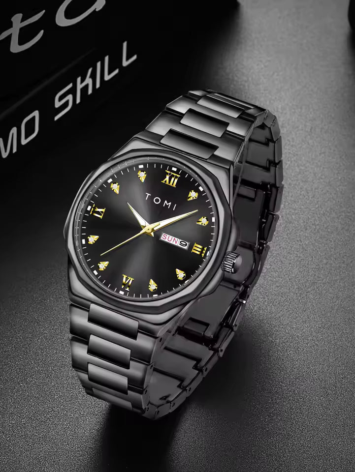 TOMI T-309 Chain Watch – Date | Day | Master Lock Ring Brooch