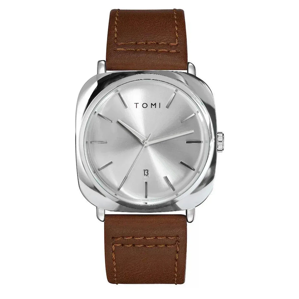 TOMI T-084 Men's Watch Quartz Date Leather Strap