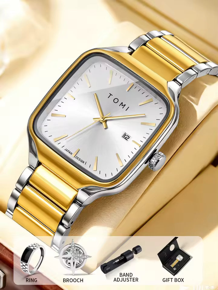 New TOMI T-314 High Quality Chain Watch – Date Quartz | Premium Gift Box Set