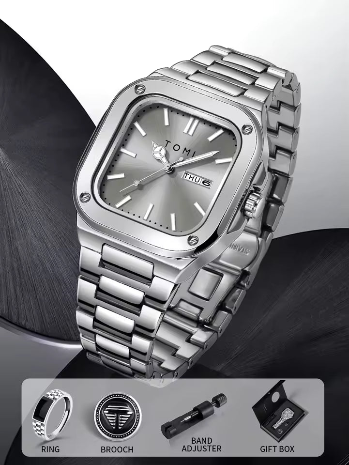 TOMI T-306 Chain Watch – Square Dial Business Style