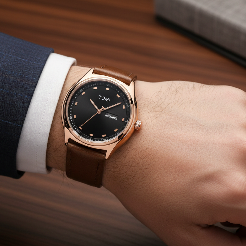 TOMI T-030 Men's Luxury Quartz Watch - Day & Date Display