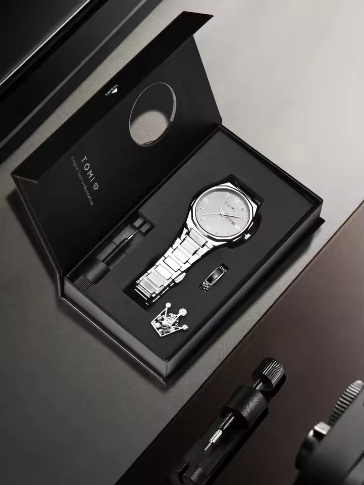 TOMI T-309 Chain Watch – Date | Day | Master Lock Ring Brooch