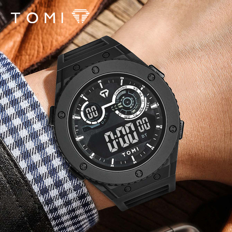 TOMI T-206 Men's LED Luminous Digital Watch Minimalist Design 30M Waterproof Men's Sports Watch Date Student Electronic Watch