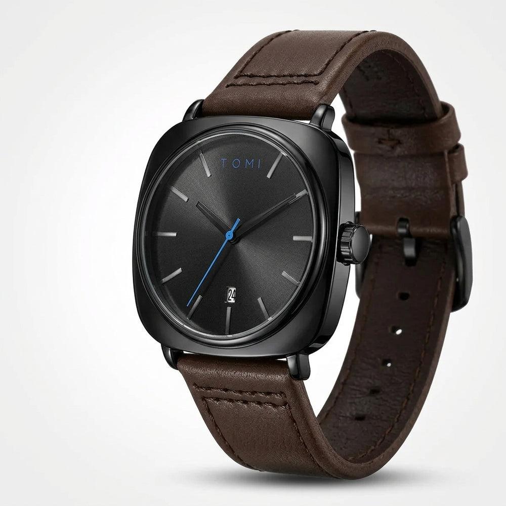 TOMI T-084 Men's Watch Quartz Date Leather Straps