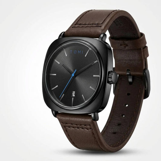 TOMI T-084 Men's Watch Quartz Date Leather Straps