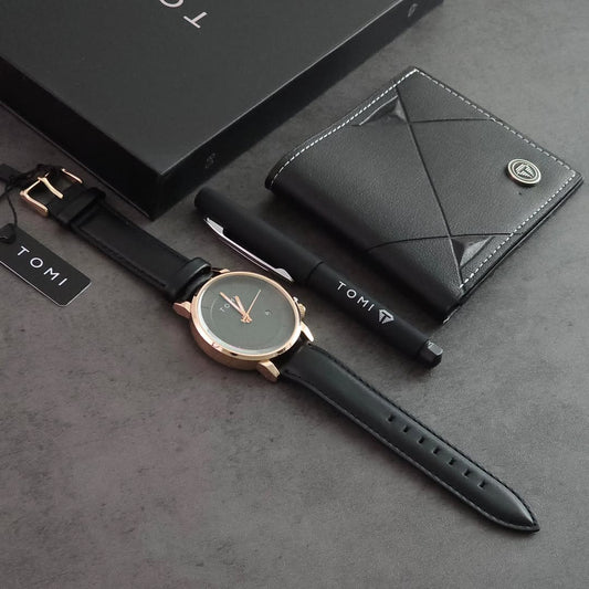 TOMI S8 Series T-101 Gift Set Watch With Wallet And Pen Quartz