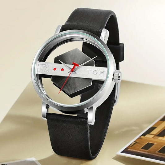 TOMI T-100 Luxury Unisex Watch Quartz Round Dial Transparent Wrist Watch