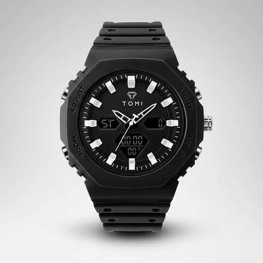 TOMI T-217 Dual Time Sports Watch Comfortable Straps Water Resistant