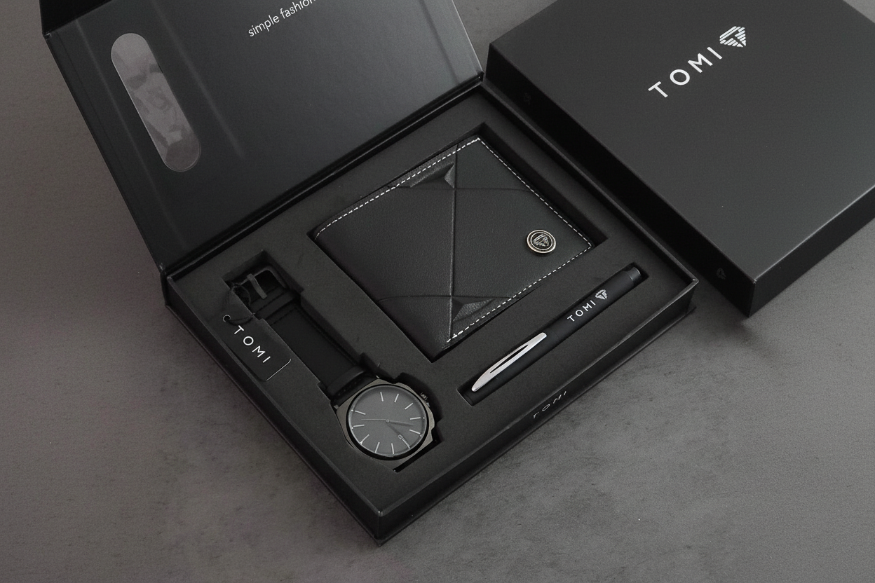 TOMI S8 Series Customised T-084 Gift Set Watch With Wallet And Pen Quartz
