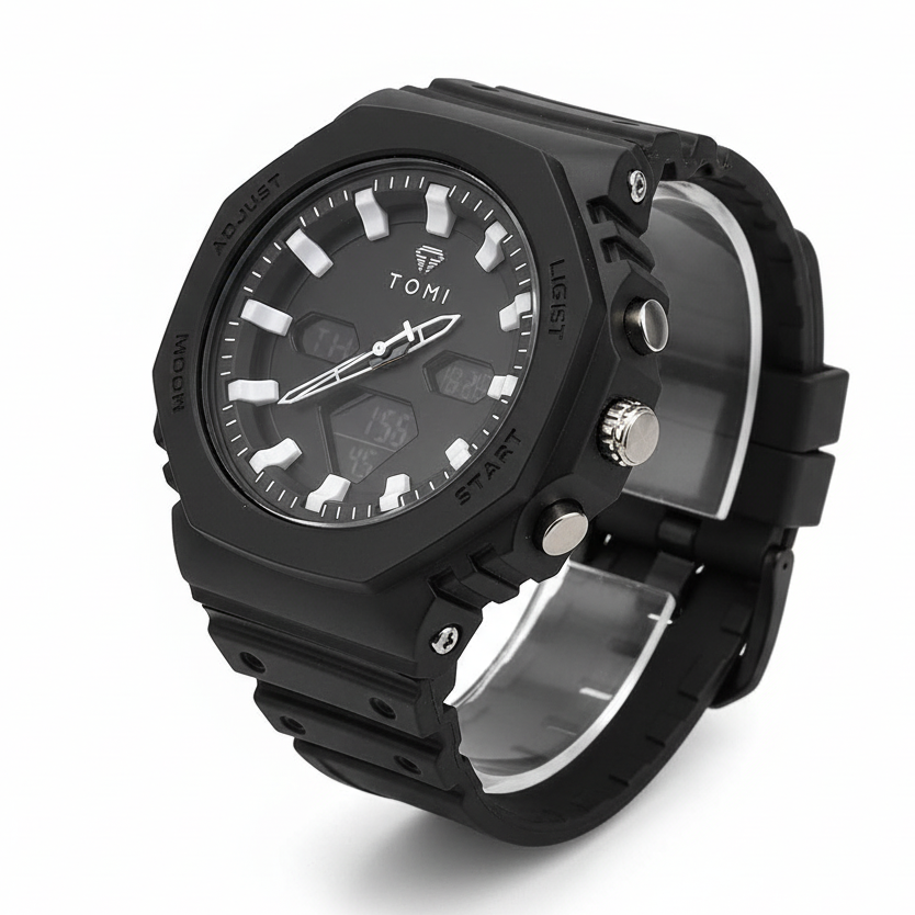 TOMI T-217 Dual Time Sports Watch Comfortable Straps Water Resistant