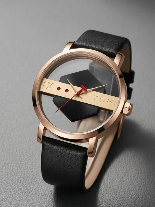 TOMI T-100 Luxury Unisex Watch Quartz Round Dial Transparent Wrist Watch