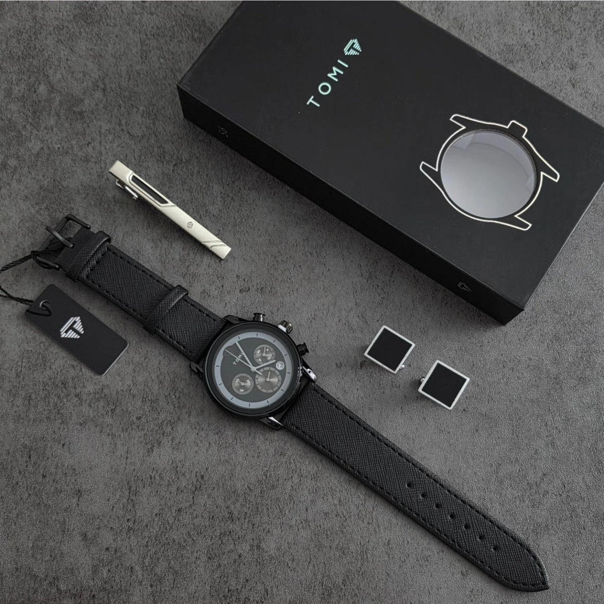 TOMI T-603 S6 Series Luxury Business Chronograph Watch Cufflinks Tie Pin