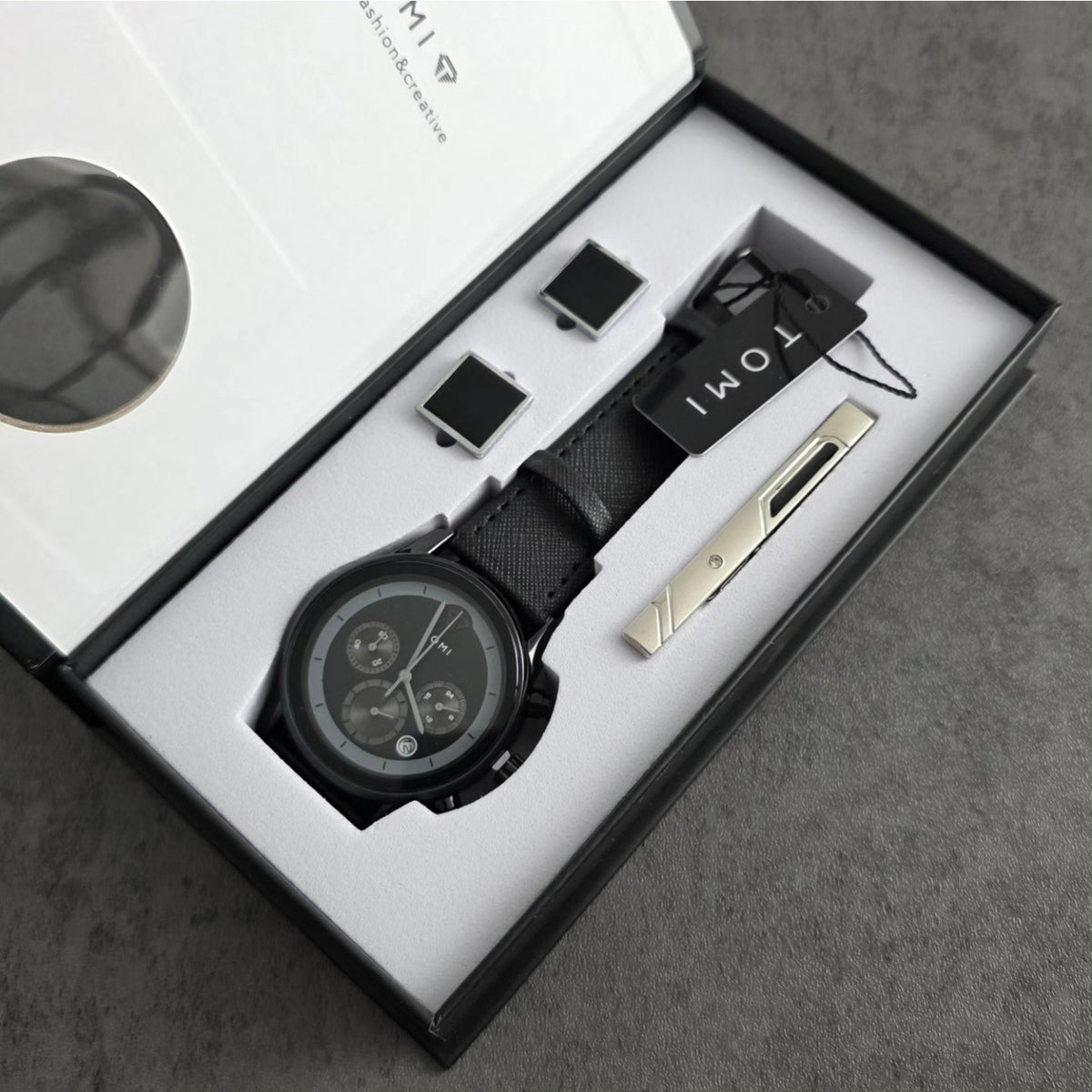 TOMI T-603 S6 Series Luxury Business Chronograph Watch Cufflinks Tie Pin