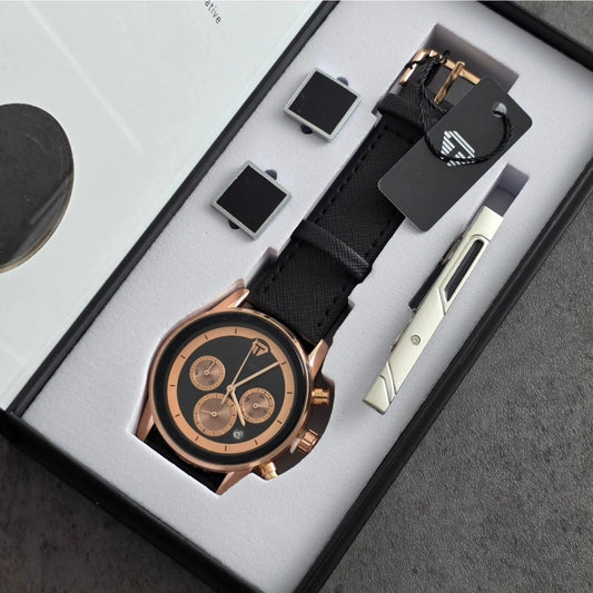 TOMI T-603 S6 Series Luxury Business Chronograph Watch Cufflinks Tie Pin