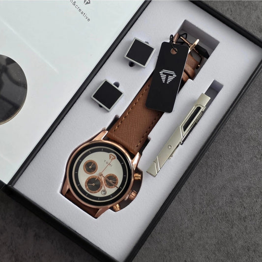 TOMI T-603 S6 Series Luxury Business Chronograph Watch Cufflinks Tie Pin