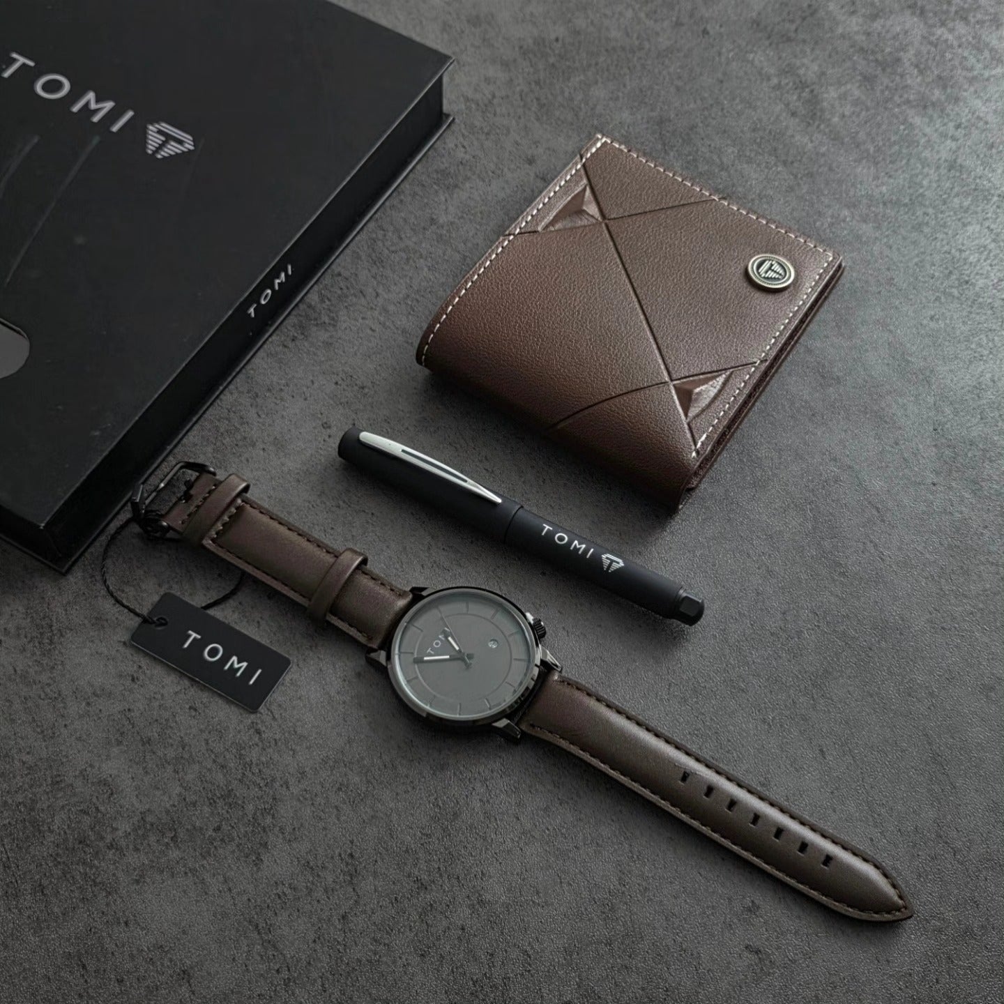 TOMI S8 Series T-101 Gift Set Watch With Wallet & Pen Quartz