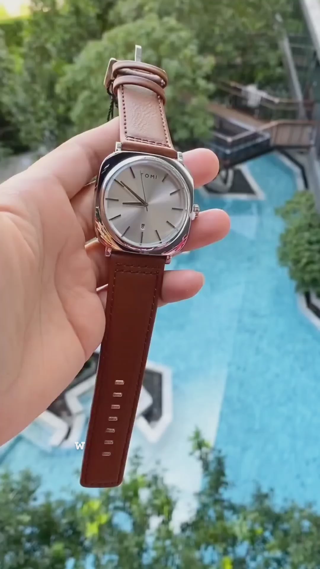 TOMI T-084 Men's Watch Quartz Date Leather Strap – Tomiwatches.pk