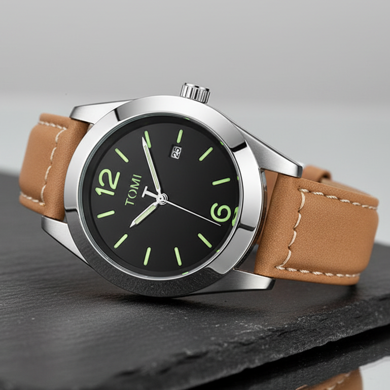 TOMI T-095 Luxury Watch Luminous Dial Quartz Date